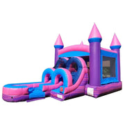 Kids Inflatable Water Slide Bounce House Combo with Blower, Pink