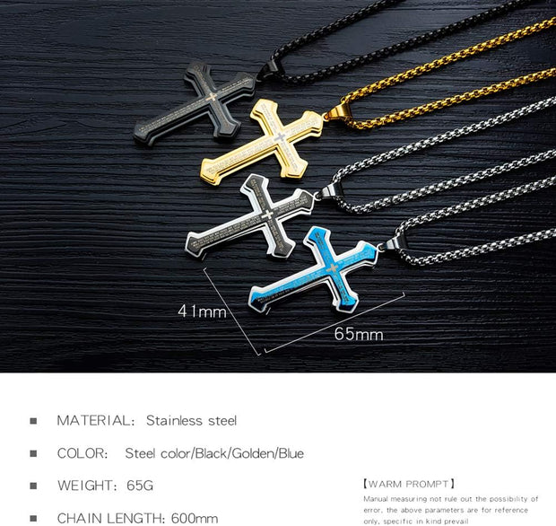 Mens Cross Pendant Necklace Large Stainless Steel Cross Pendant Necklace for Men Women