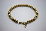 14K Yellow Gold Hollow High Polished Bead Bracelet 6.75" or 7" with Extension