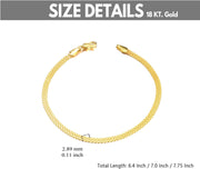 Solid 18K Gold Italian Mesh Link Chain Bracelets for Women, Fine Jewelry Gifts for Her (Chain Width: 2.8 Mm; 6.4-7.5 Inch)