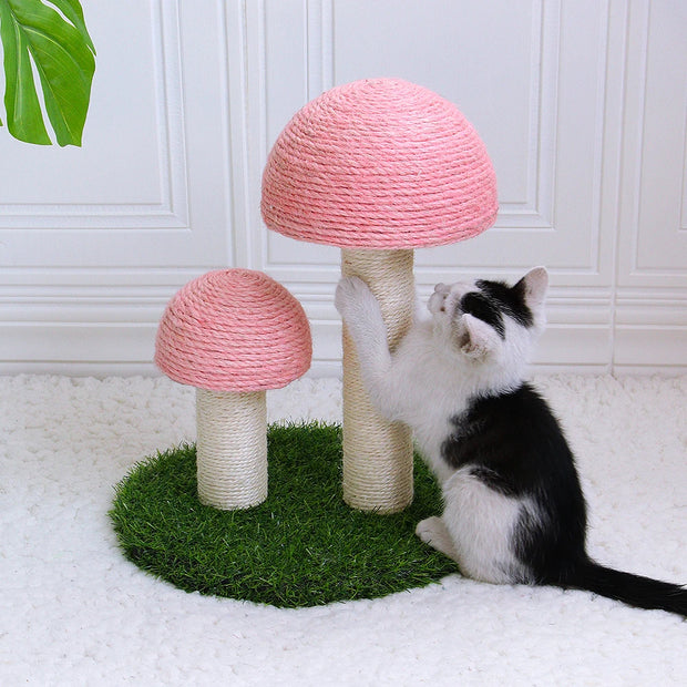 Cute Mushroom Cat Scratching Post Kitten Cat Scratcher Board Furniture Protect Sisal Rope Cat Scratching Climbing Tree Toy