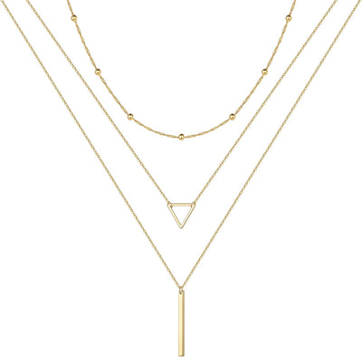 Gold Layered Necklaces for Women - 14K Gold Plated Handmade Multilayer Bar Pearls Coin Disc Moon Butterfly Medallion Adjustable Dainty Layered Choker Necklaces for Women Jewelry