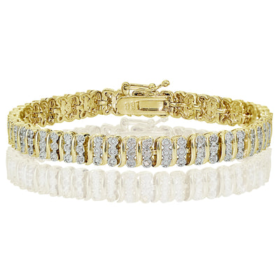 Gold Tone 0.25Ct Diamond S Pattern Tennis Bracelet