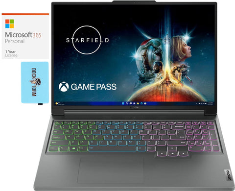 Legion Slim 5 Gaming/Entertainment Laptop (AMD Ryzen 5 7640HS 6-Core, 16.0In 144 Hz Wide UXGA (1920X1200), Win 11 Home) with Microsoft 365 Personal , Dockztorm Hub