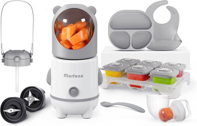 Baby Food Maker, 17 in 1 Baby Food Processor, Food Blender with Baby Food Containers, Grey