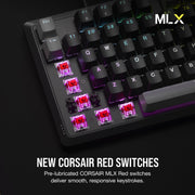 K70 CORE RGB Wired Gaming Mechanical Keyboard with Pre-Lubricated  MLX Red Linear Key Switches, Media Control Dial, Sound Dampening, Icue Compatibility, QWERTY NA Layout - Grey