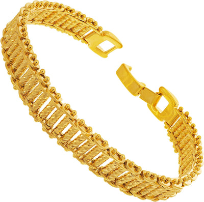 Riccio Bar Bracelet 24K Real Gold Plated for Women and Men (10Mm & 13Mm)