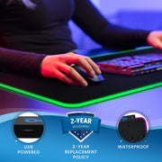 Gaming Mouse Pad - Large Oversized Mouse Pad with Wrist Support, 14 Color Modes, Waterproof Gaming Accessories (Black)