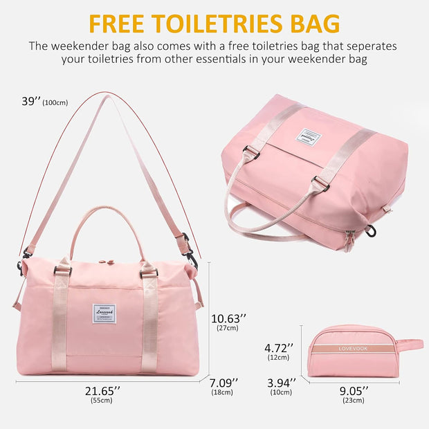 Weekender Bag for Women Cute Travel Tote Bag Gym Duffel Bag with Toiletry Bag Carry on Bag Overnight Hospital Bag