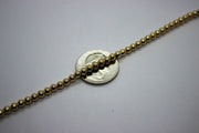 14K Yellow Gold Hollow High Polished Bead Bracelet 6.75" or 7" with Extension