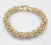 Textured and Polished Alternating Byzantine Bracelet Real 14K Yellow Gold QVC