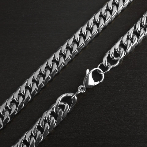 Stainless Steel Polished Curb Chain Necklace (10Mm) - 24