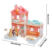 Dollhouse Girls Dreamhouse Playset, 3 Room Dollhouse with Doll Toy Figure, Furniture and Accessories, Color Lights, Steam Chimney, Play House Gift Toys for Kids Ages 3+