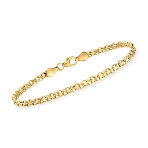 RS Pure by  Italian 14Kt Yellow Gold Bismark-Link Bracelet