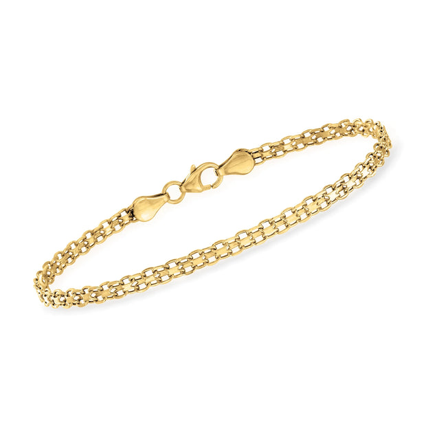 RS Pure by  Italian 14Kt Yellow Gold Bismark-Link Bracelet