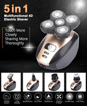 5-In-1 Rotary Electric Shaver 4D Rechargeable Bald Head Hair Beard Trimmer Razor