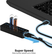 10-Port 60W USB 3.0 Hub with Individual Power Switches and Leds, Includes 60W 12V/5A Power Adapter (HB-BU10)