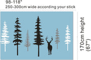 Large Forest Pine Tree with Deer Wall Decals Woodland Trees Wall Sticker for Nursery Room Art Kids Room Bedroom Decoration Forest Tree Animal Wall Mural AM11 (White+Gray+Black W/Deer)