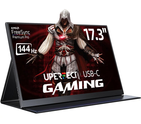 Ugame J4 Portable Gaming Monitor 144Hz, 17.3" 1080P Portable Laptop Display HDMI VESA