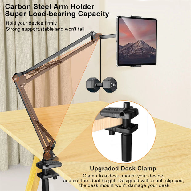 Tablet Stand for Bed Desk Ipad Samsung Xiaomi Pad Holder Adjustable Arm Rotating Mount 4-12.9Inch Phone Support Tablet Bracket