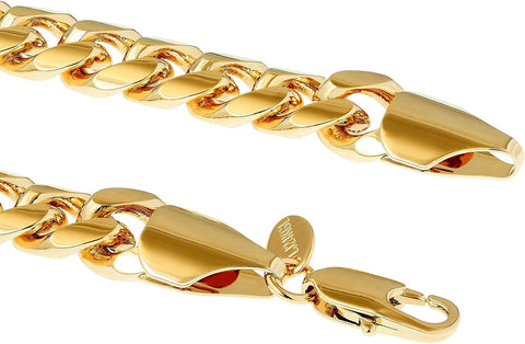 11Mm Miami Curb Cuban Link Chain Bracelet 24K Real Gold Plated