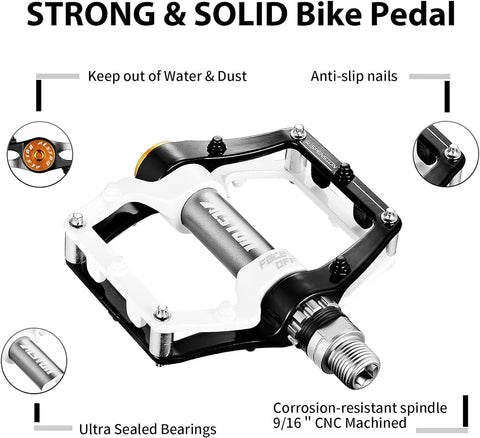 Mountain Bike Pedals Road Bicycle Pedals Non-Slip Lightweight Cycling Pedals Platform Pedals 3 Bearings Pedals for BMX MTB 9/16