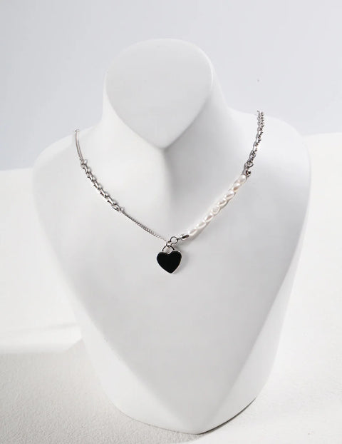 Heart Pendant Pearl Necklace