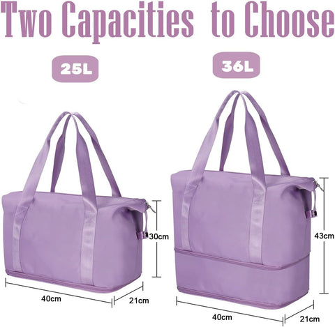 Large Capacity Folding Travel Bag, Waterproof Folding Luggage for Shopping Gym Sports Carry-On Bags(Purple)