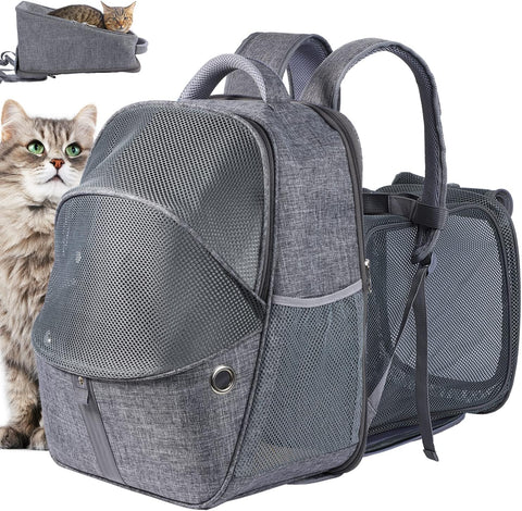 Cat Backpack Expandable - Pet Carrier Backpack - Cat Carrier Backpacks for Large Cats 20Lbs, Puppy Pet Backpack Carrier for Small Dogs, Airline Cat Travel Backpack Hiking Breathable Mesh