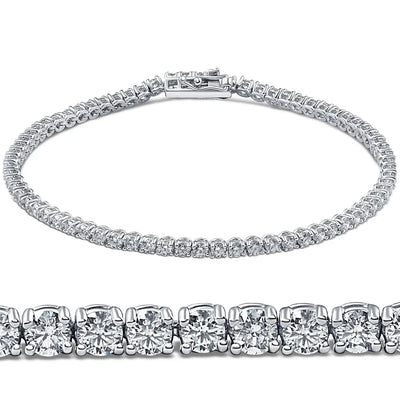 Pompeii 3Ct round Diamond Tennis Bracelet 14K White Gold Women'S 7" (G/H,I1)