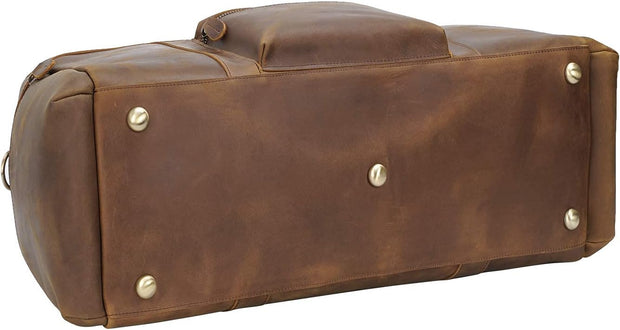 Thick Full Grain Leather Duffle Bag for Men Big Travel Overnight Weekend Sports Gym Bag