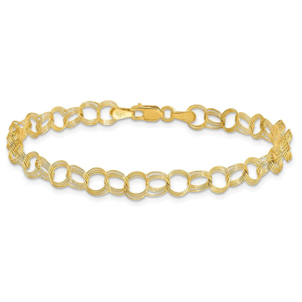 10 Karat Yellow Gold Triple Link Charm Bracelet