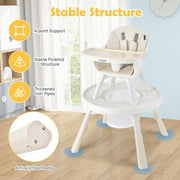 6-In-1 Baby High Chair Infant Activity Center with Height Adjustment