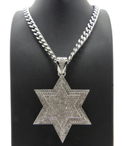 HIP HOP LARGE STAR of DAVID PENDANT 9Mm 24" 30" STAINLESS STEEL CHAIN NECKLACE