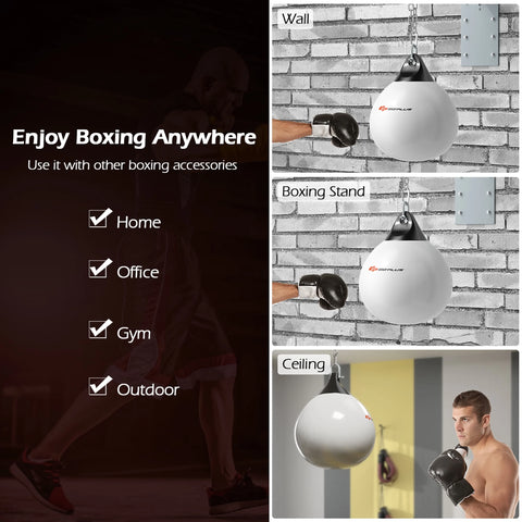 Goplus 18'' 110Lbs Heavy Water Filled Punching Aqua Training Boxing Bag Home Gym Hook White