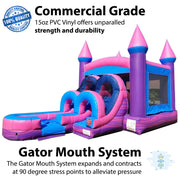 Kids Inflatable Water Slide Bounce House Combo with Blower, Pink