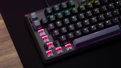 K70 CORE RGB Wired Gaming Mechanical Keyboard with Pre-Lubricated  MLX Red Linear Key Switches, Media Control Dial, Sound Dampening, Icue Compatibility, QWERTY NA Layout - Grey