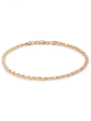 10K Yellow Gold Hollow Rope Chain Bracelet and Anklet for Men & Women, 2.5Mm