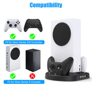 Vertical Cooling Fan Stand for Xbox Series S,  Dual Controller Fast Charging Station Dock Fit for Xbox Series S/X, 3 USB Ports, LED Indicator, Xbox Series S Accessories