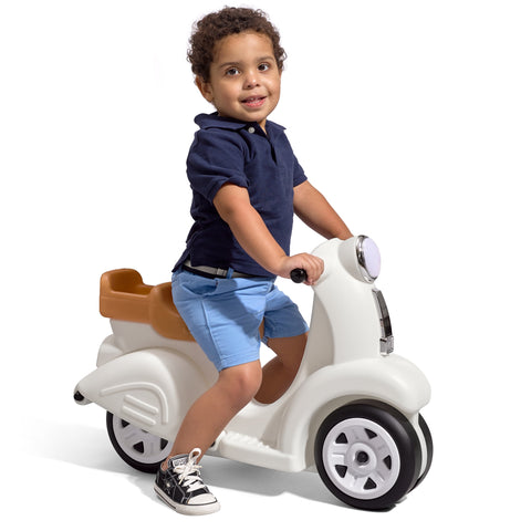 Ride along White Scooter Foot to Floor Ride on Toy for Toddlers