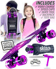 Skateboards for Kids, Teens and Adults | Premium Skateboard Gift Set for Beginners and Pros Complete with Mini Cruiser Board + Skateboard Backpack + Video Course + Speed Control + Skate Tool