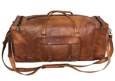 Large Leather 32 Inch Luggage Handmade Duffel Weekender Travel Overnight Carry One Duffel Bag for Men Gift for Him