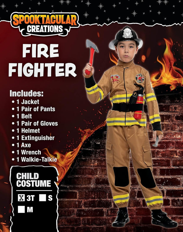 Halloween Fire Fighter Costume for Kids, Toddler Fireman Costume for Boys Dress Up