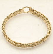 Braided Woven Spiga Wheat Link Bracelet Real 14K Yellow Gold Senora Clasp QVC