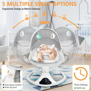 Baby Swing,  Baby Swings for Infants Electirc Baby Rocker Bouncer with Remote Control and Music, Gray