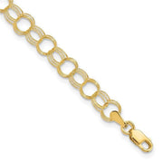 10 Karat Yellow Gold Triple Link Charm Bracelet