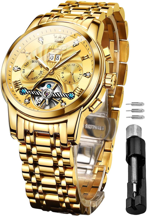 Men'S  Men'S Gold Automatic Watches Tourbillon Mechanical Luxury Dress Multi