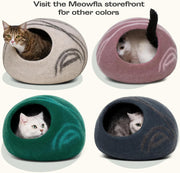 Cat Bed Cave Premium Felt - Handmade 100% Merino Wool Bed for Cats and Kittens (Light Shades) (Medium, Aquamarine)