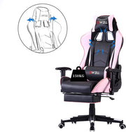 Pink Gaming Chair Ergonomic Computer Chair,Office Chair Gaming Massage Chair Gaming Chair with Footrest(Pink)