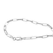 Polished Paperclip Chain Bracelet 7 Inch 3.2 Mm 14K White Gold